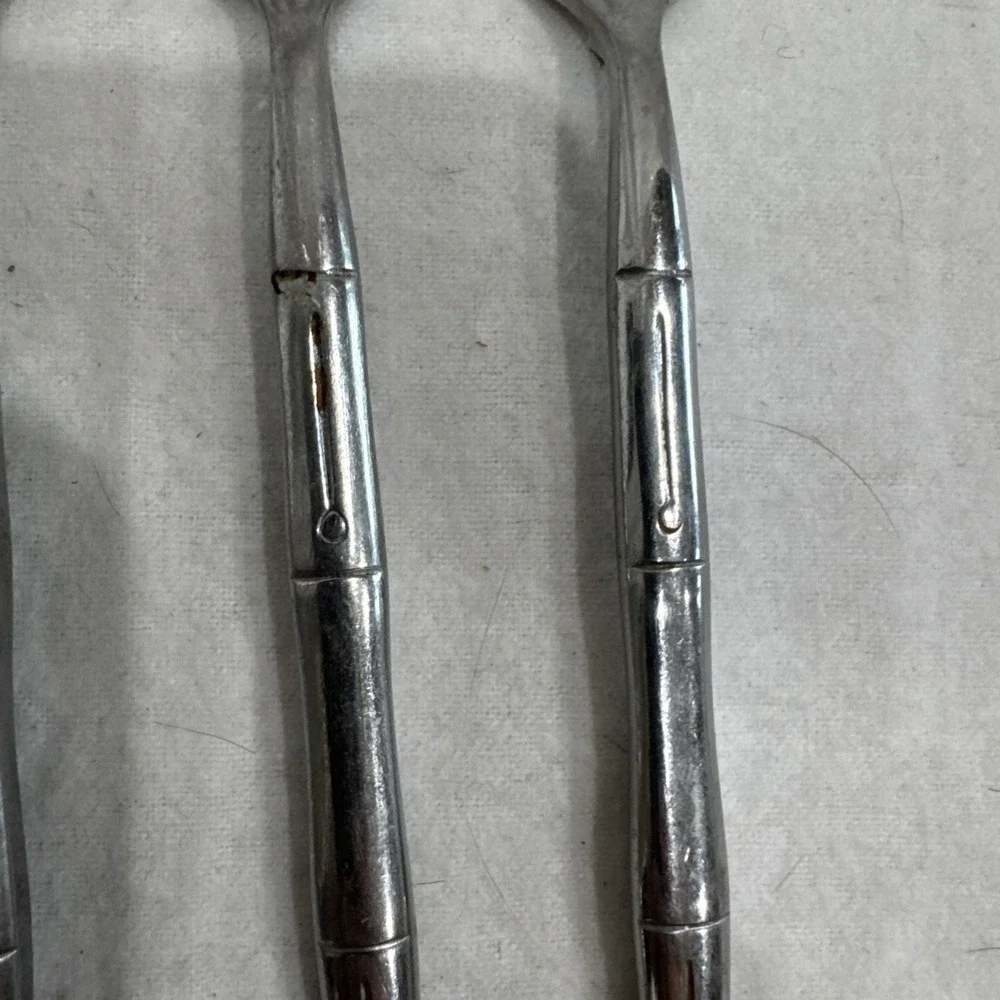 (5) Dinner Forks Benihana Stainless Flatware Bamboo Handles 7